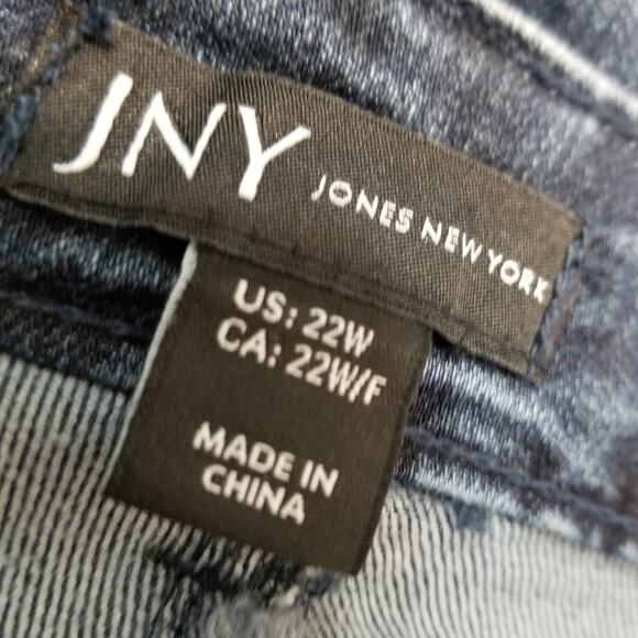 JNY Jones New York Jeans Women's Plus 22W Skinny Ankle Dark Blue Stretch Denim - Picture 4 of 8